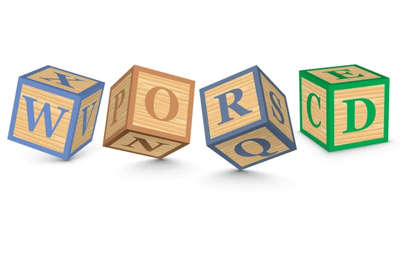 Alfabe blokları ile yazılmış kelime kelime — Stok Vektör
