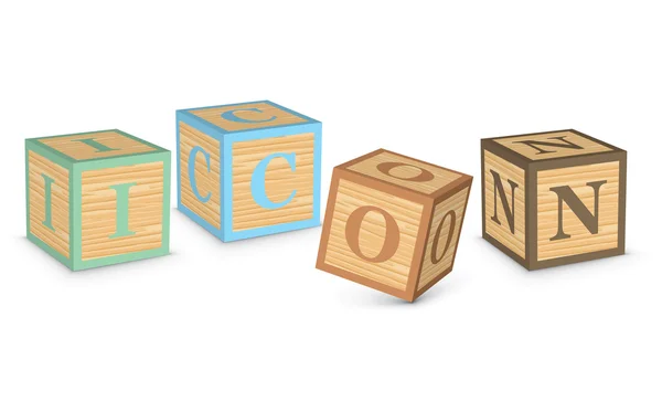 Alfabe blokları ile yazılmış kelime simgesi — Stok Vektör