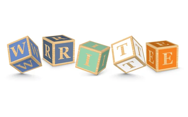 Mot ÉCRIT écrit avec des blocs d'alphabet — Image vectorielle