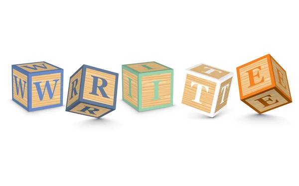 Mot ÉCRIT écrit avec des blocs d'alphabet — Image vectorielle