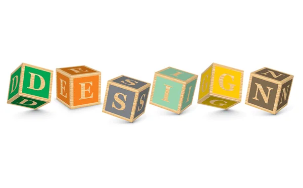 Slovo design s abeceda bloky — Stockový vektor