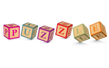 alfabe blokları ile yazılmış kelime bulmaca