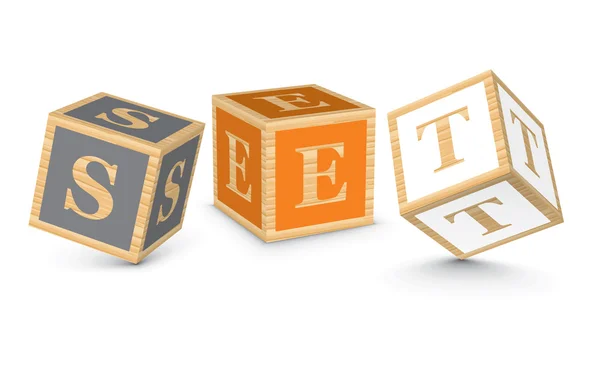 Word SET escrito con bloques de alfabeto — Vector de stock