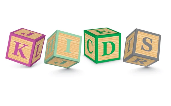 Palavra KIDS escrito com blocos de alfabeto —  Vetores de Stock