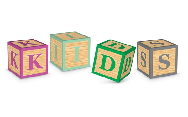 Ordet barn skrivs med alfabet block — Stock vektor