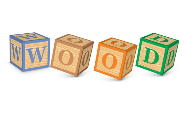 Drewno słowo pisane alfabet bloki — Wektor stockowy