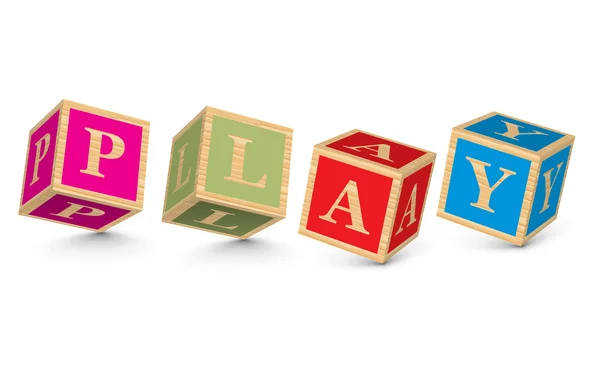 Слово PLAY, написанное блоками — стоковый вектор