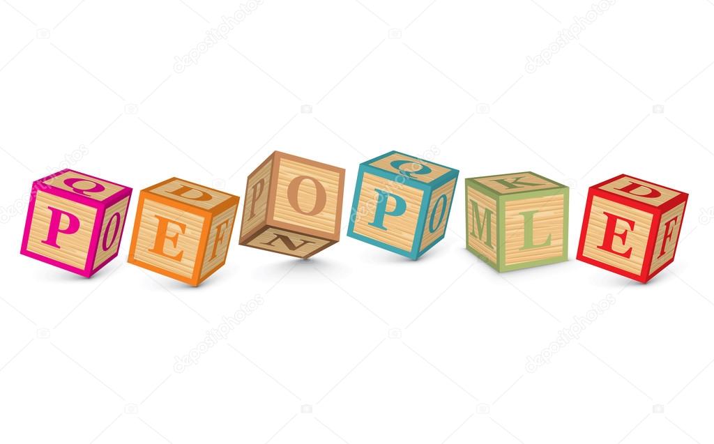 Word PEOPLE written with alphabet blocks