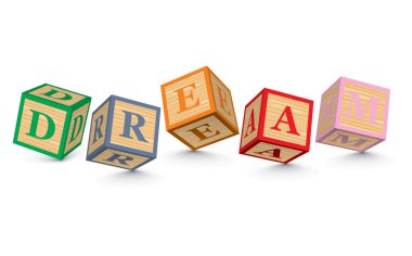 alfabe blokları ile yazılmış kelime rüya
