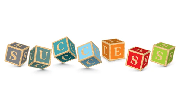 Word SUCCESS written with alphabet blocks — Stock Vector