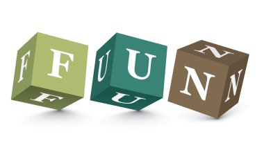 alfabe blokları ile yazılmış kelime eğlenceli