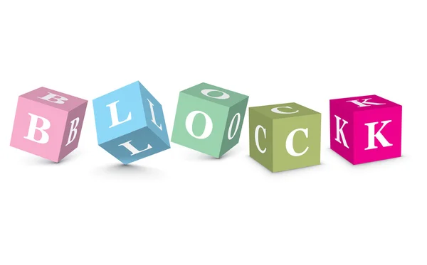 Word BLOCK écrit avec des blocs d'alphabet — Image vectorielle