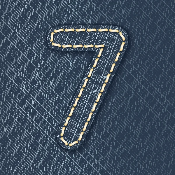 Номер 7 из джинсовой ткани — стоковый вектор