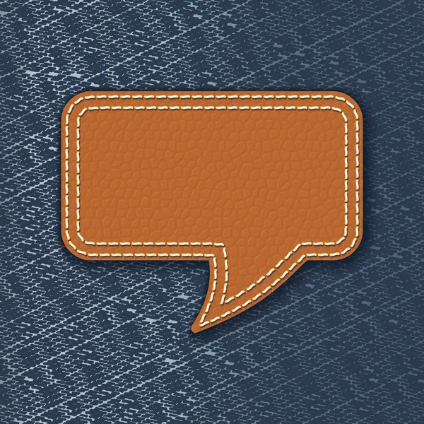 Bulle de discours en cuir sur la texture du jean — Image vectorielle