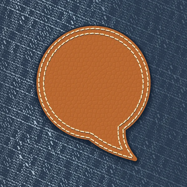 Bulle de discours en cuir sur la texture du jean — Image vectorielle