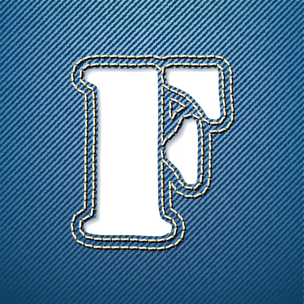 Jean en denim lettre F — Image vectorielle