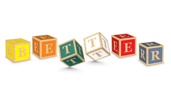 Word BETTER written with alphabet blocks — Stock Vector