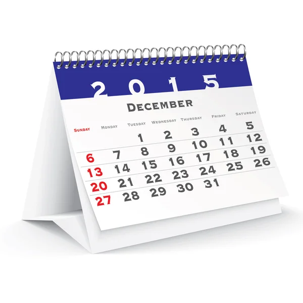 Calendrier de bureau décembre 2015 - vecteur — Image vectorielle