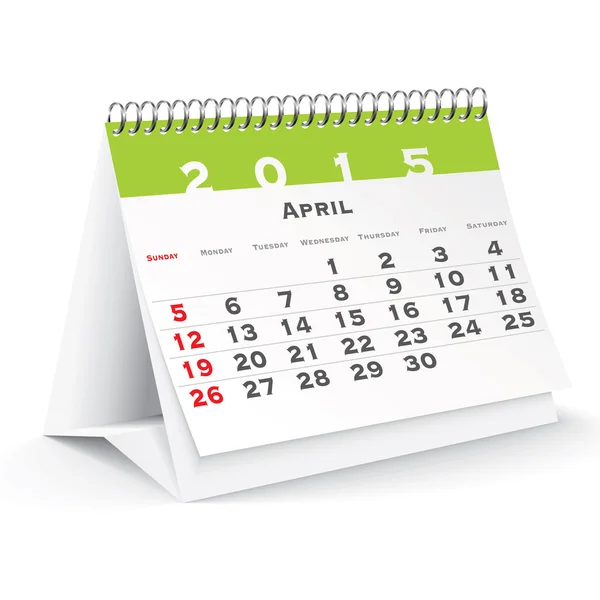 April 2015 desk calendar - vector — Stock Vector