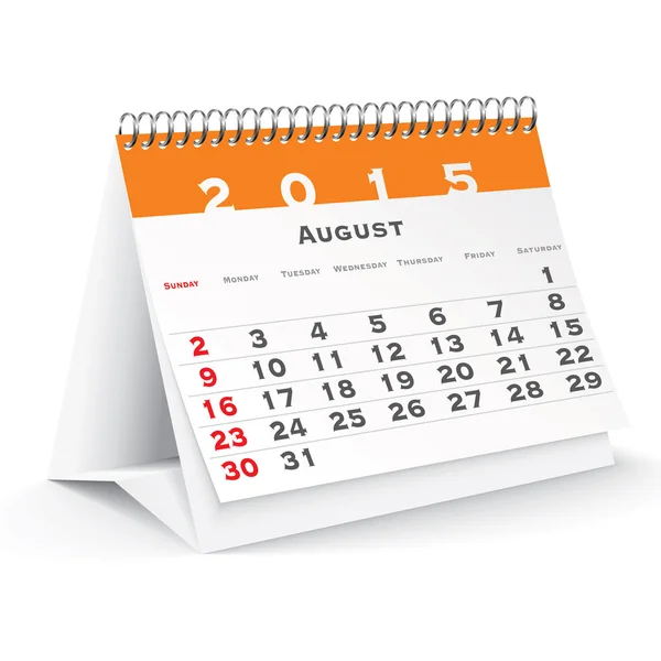 Augustus 2015 bureaukalender - vector — Stockvector