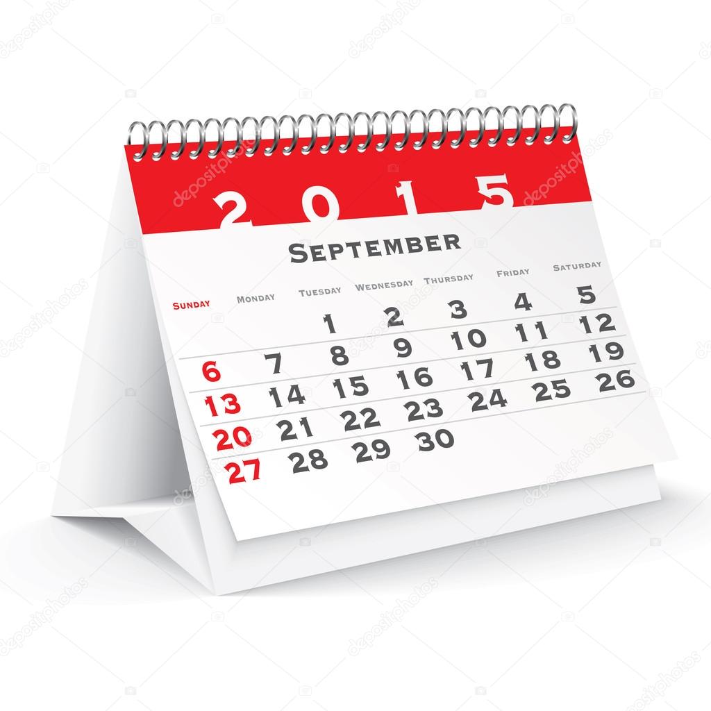 September 2015 desk calendar - vector