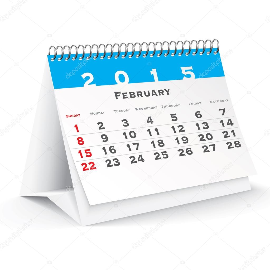 February 2015 desk calendar - vector