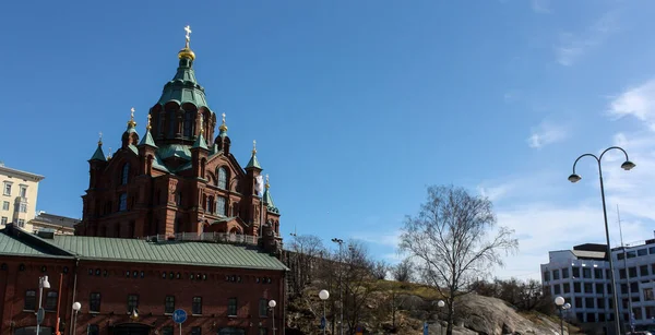 Γενική Άποψη Του Ορθόδοξου Καθεδρικού Ναού Στην Helsinki Φινλανδία — Φωτογραφία Αρχείου