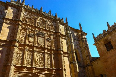 Main facade of the building of the major schools of the university of Salamanca in Spain