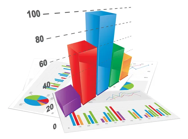 3D çubuk grafiği — Stok Vektör