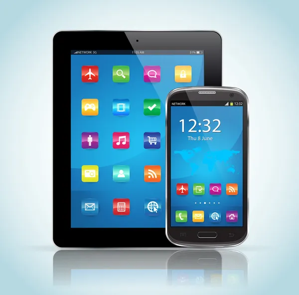 Tablet PC en smartphone — Stockvector