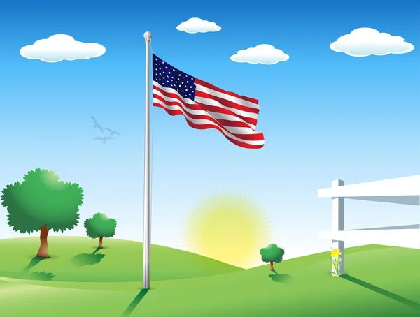 Amerikaanse vlag in juli — Stockvector