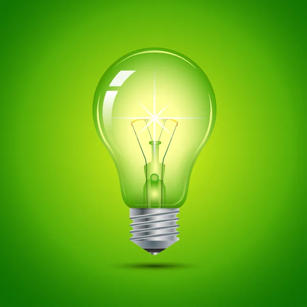 Yeşil ışık ampul — Stok Vektör