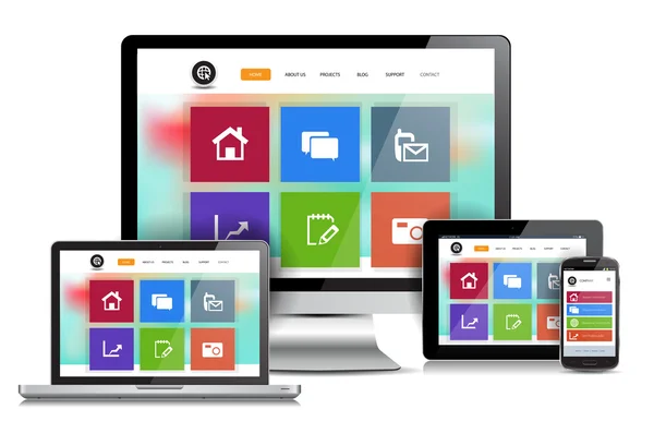 Duyarlı Tasarım Web sitesi — Stok Vektör