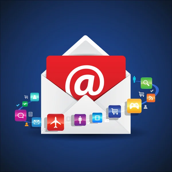 Contatti e-mail Apps — Vettoriale Stock