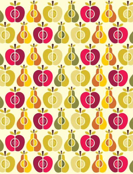 Vector seamless fruit pattern - apple and pear — Stock Vector