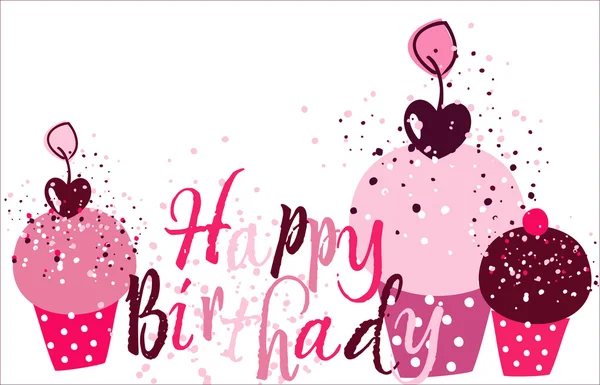 Cseresznye cupcakes születésnap. — Stock Vector