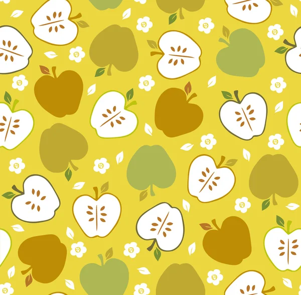 Seamless cute retro apple pattern — Stock Vector