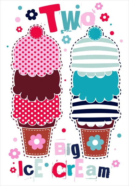 Two retro stylized big ice cream — Stock Vector