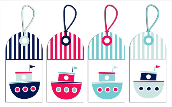 Nautical tags - sailor boats. — Stock Vector