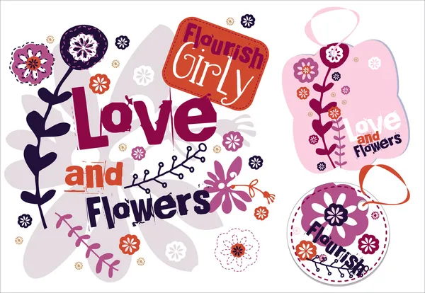Αγάπη και λουλούδια. Ετικέτες διάνυσμα Διάνυσμα Αρχείου