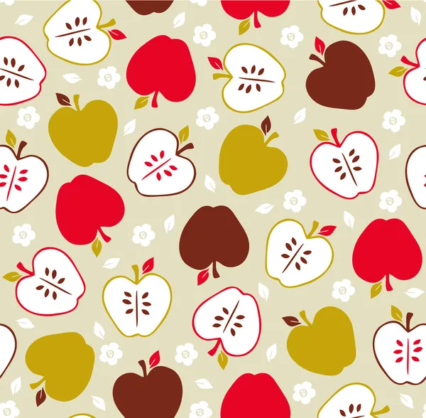 Sömlös söta retro apple mönster Royaltyfria illustrationer