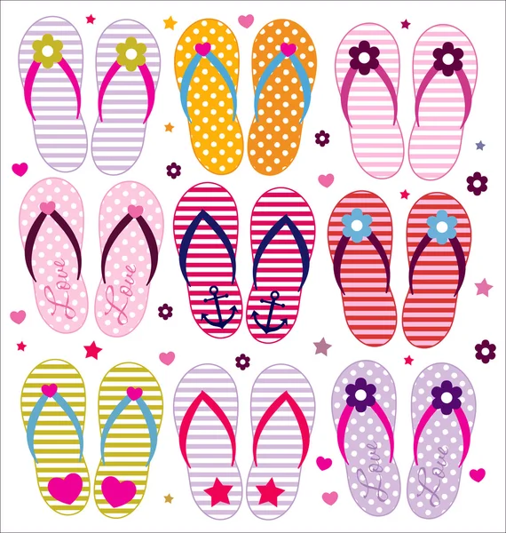 Vector flip flops collection Vector Graphics