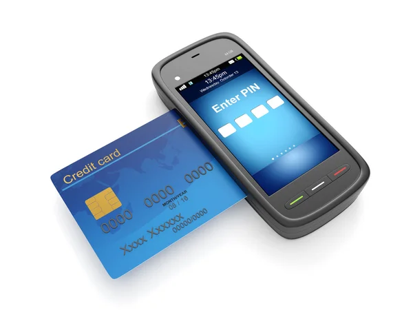 3D illustratie: Credit card en mobiele telefoon — Stockfoto