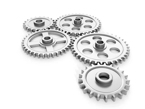 3d illustration: Group gears on a white background — Stock Photo, Image