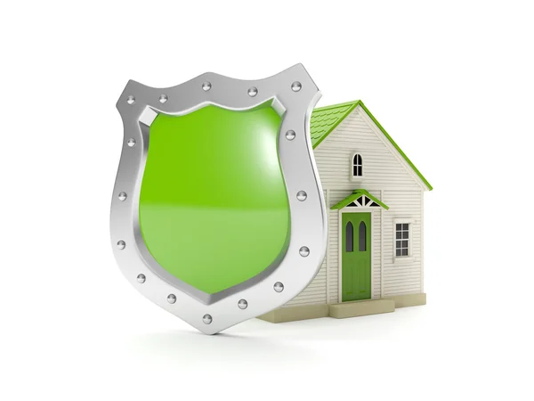Ilustración 3d: Escudo casero, protegiendo su hogar, seguro casero — Foto de Stock