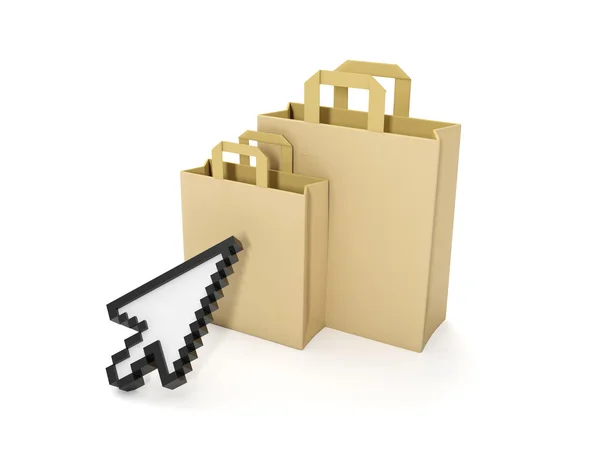 3D illustratie: aankoop van goederen via het Internet. Online-Shop — Stockfoto
