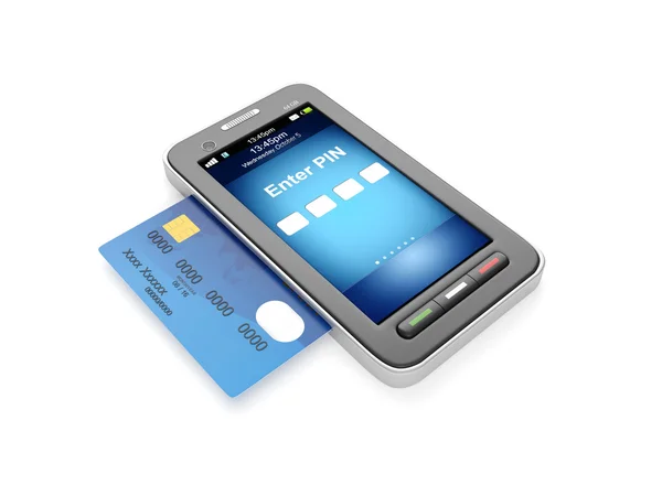 3D illustratie: Credit card en mobiele telefoon — Stockfoto