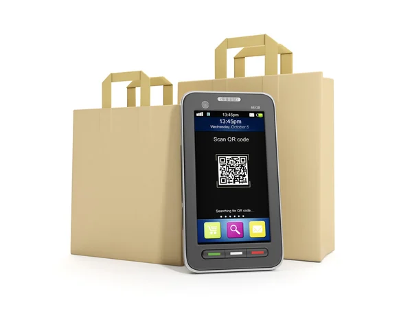 3D-Abbildung: Kauf von Waren über mobiles Internet. — Stockfoto