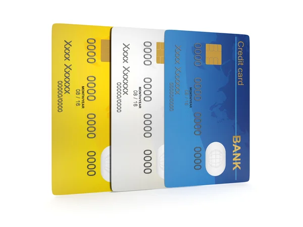 3d illustration: A group of credit cards. Different credit cards — Stock Photo, Image