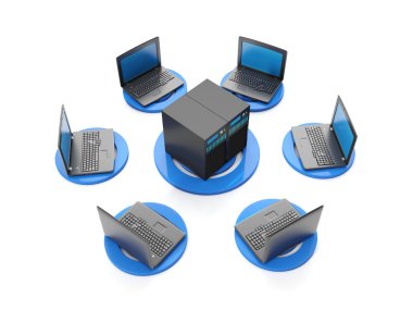 3D çizim internet teknolojisi. sunucular ve la grup